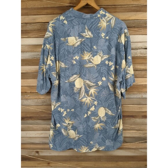 Hawaiian Shirt Mens L Campia Moda Short Sleeve Button Up Blue Pineapple - Picture 5 of 7